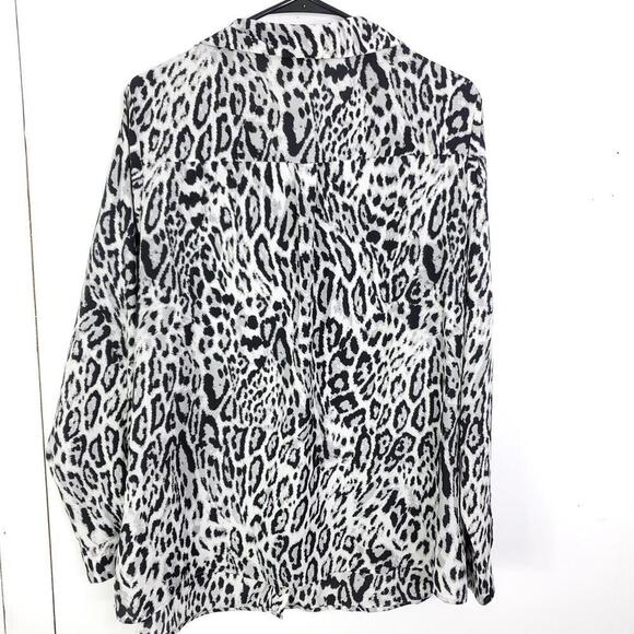Worthington Shirt Womens 1X Button Down Leopard Print Office Career Edgy Exotic - Picture 2 of 9